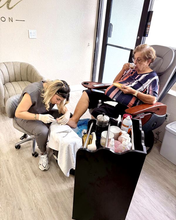 A client in the pedicure chair